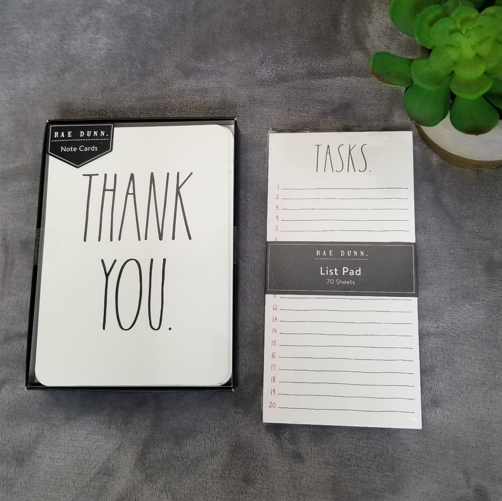 Rae Dunn | Thank You Card Set & Task List Pad NWT